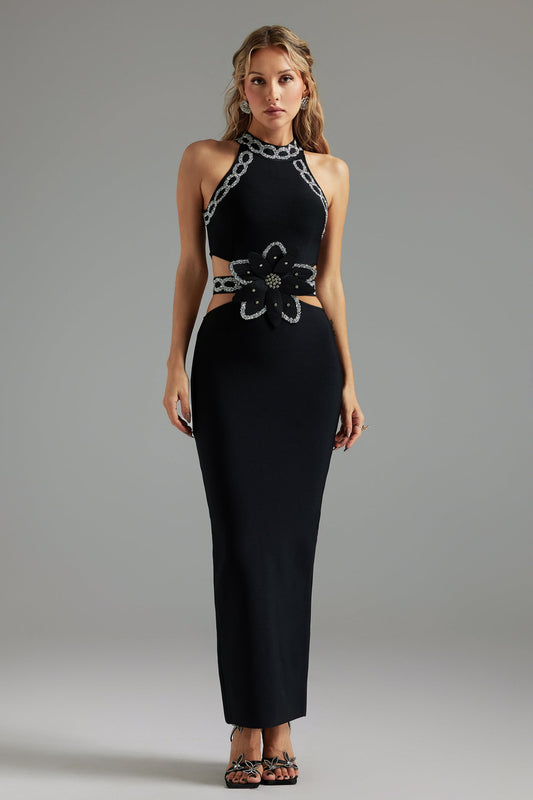 Ivy Pioletta  Parıltılı Kesik Detaylı Maksi Elbise