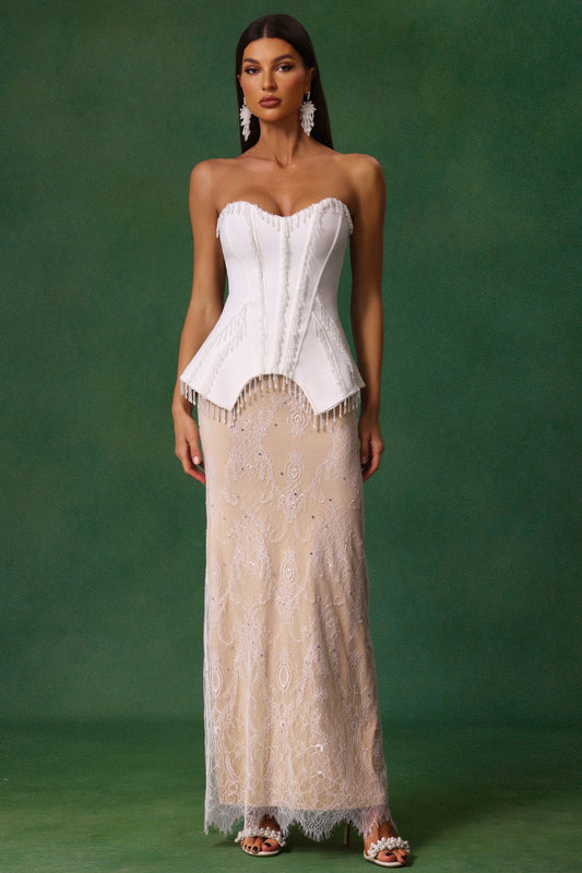 Claire Cherie Püsküllü Nakışlı Bandaj Maxi Elbise