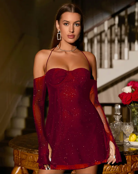 Celina | Kollu Mini Elbise