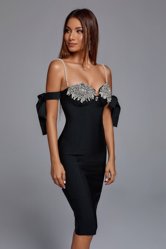 Noir Affair Taşlı Bandaj Elbise