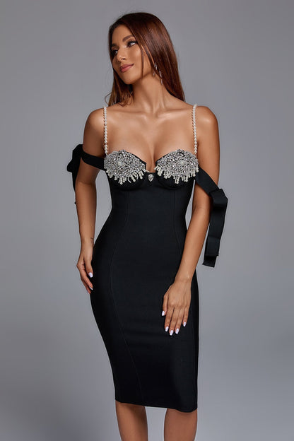 Noir Affair Taşlı Bandaj Elbise